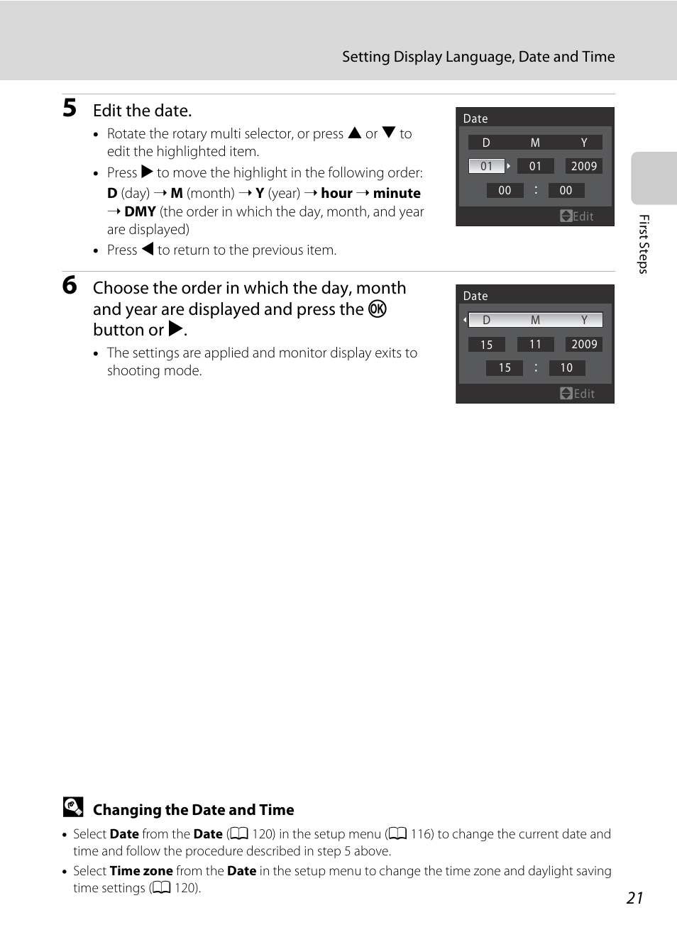 Edit the date | Nikon S640 User Manual | Page 33 / 176