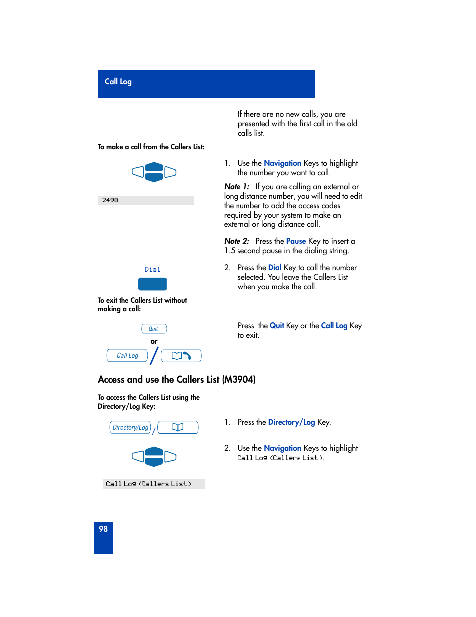 Access and use the callers list (m3904) | Nortel Networks M3901 User Manual | Page 106 / 146