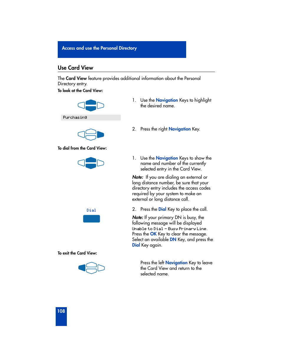 Use card view | Nortel Networks M3901 User Manual | Page 116 / 146