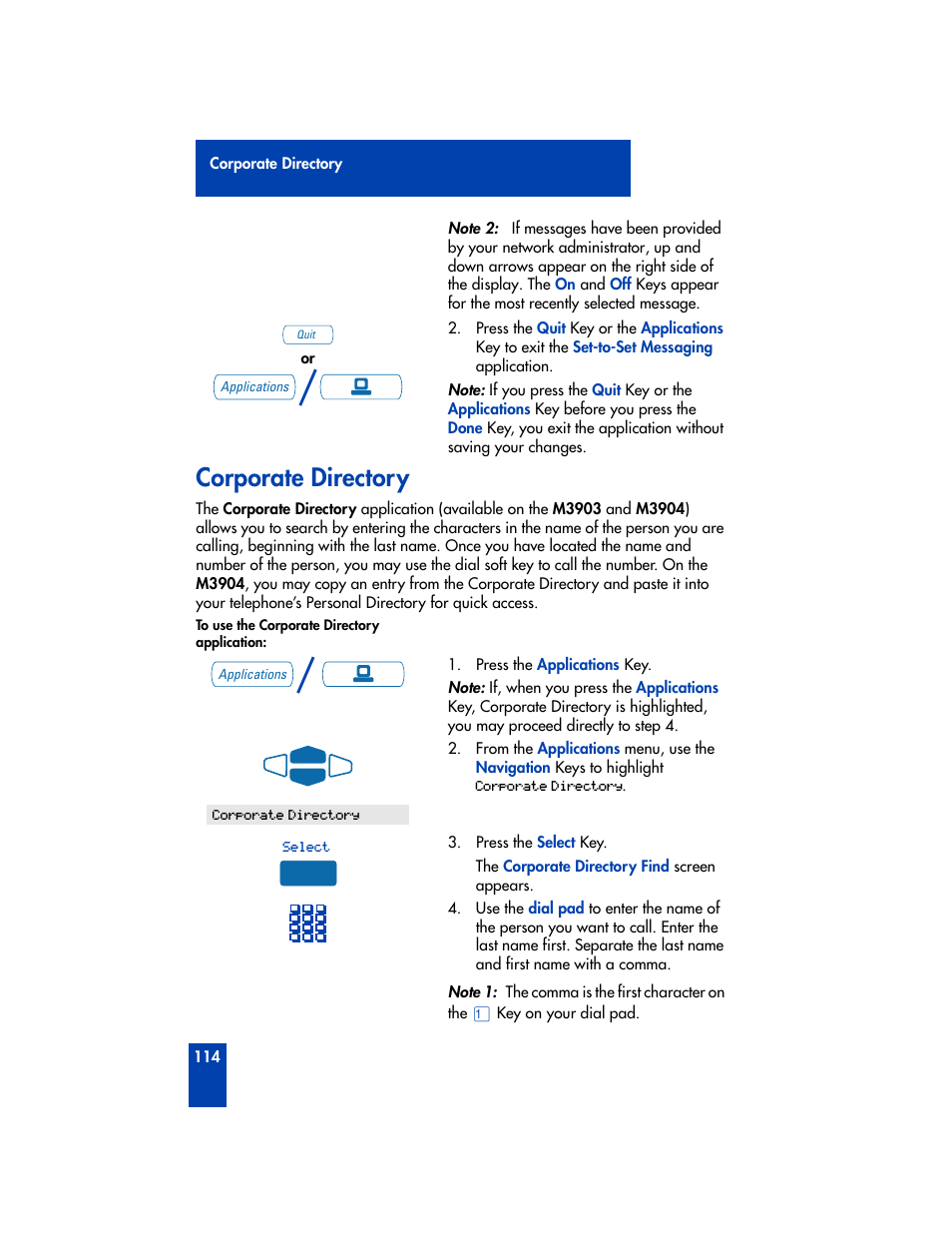 Corporate directory | Nortel Networks M3901 User Manual | Page 122 / 146