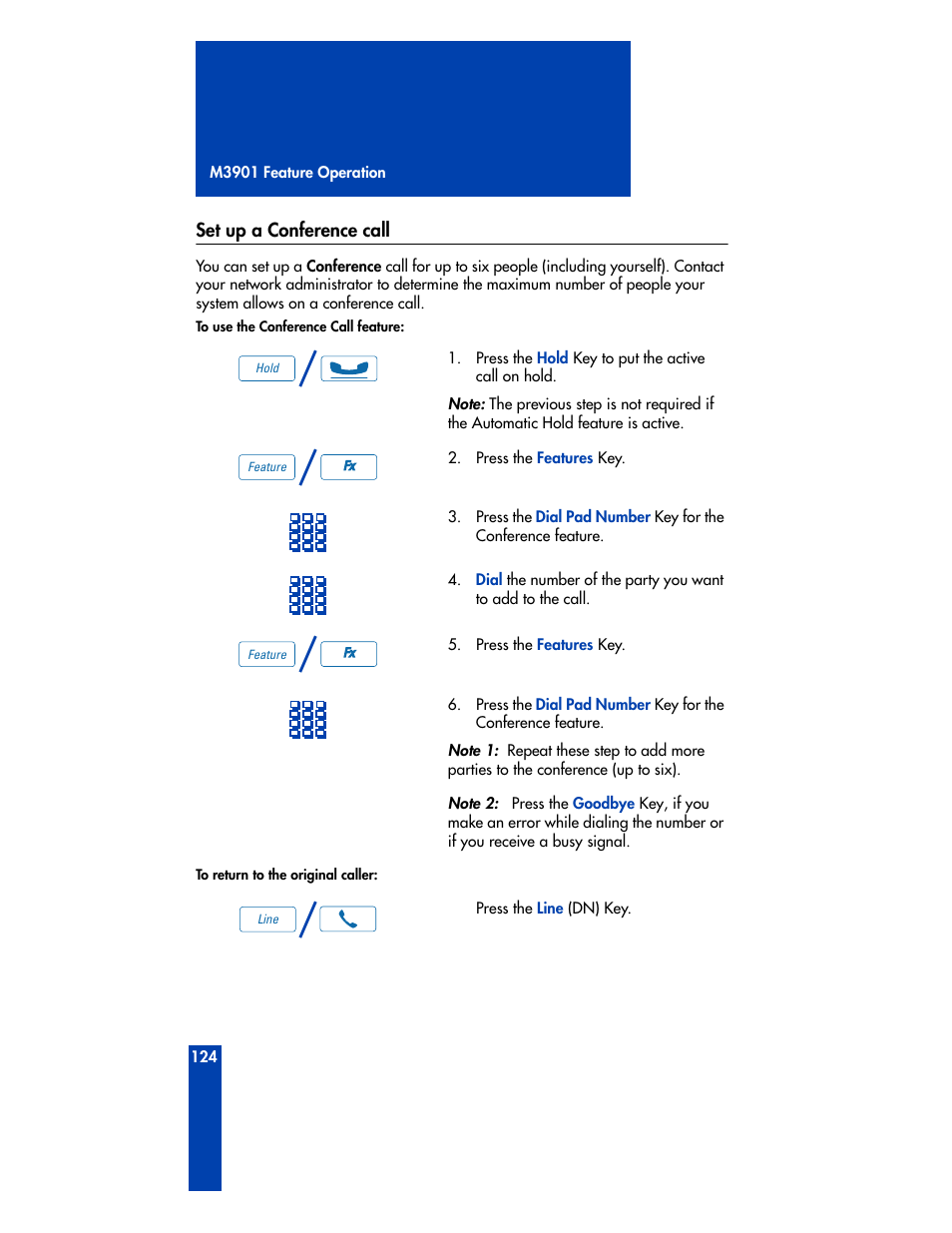 Set up a conference call | Nortel Networks M3901 User Manual | Page 132 / 146