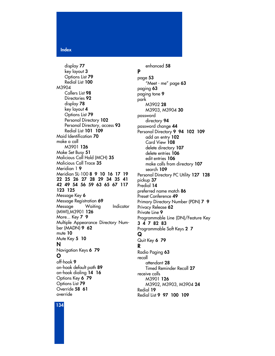 Nortel Networks M3901 User Manual | Page 142 / 146