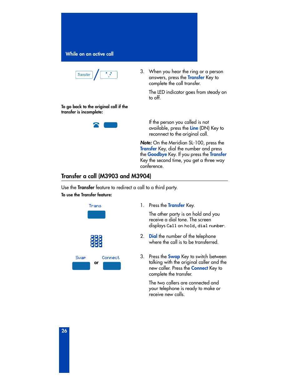 Transfer a call (m3903 and m3904) | Nortel Networks M3901 User Manual | Page 34 / 146