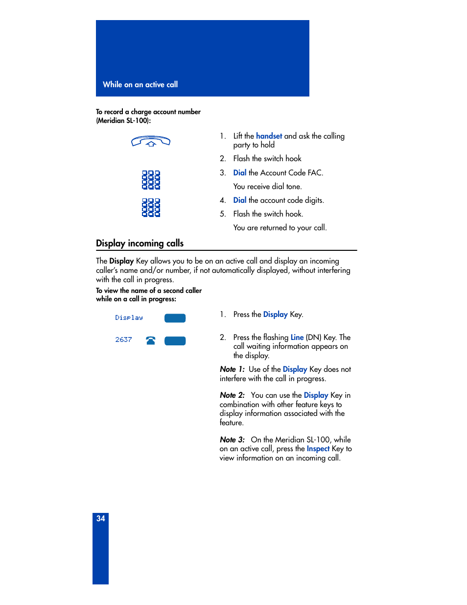 Display incoming calls | Nortel Networks M3901 User Manual | Page 42 / 146