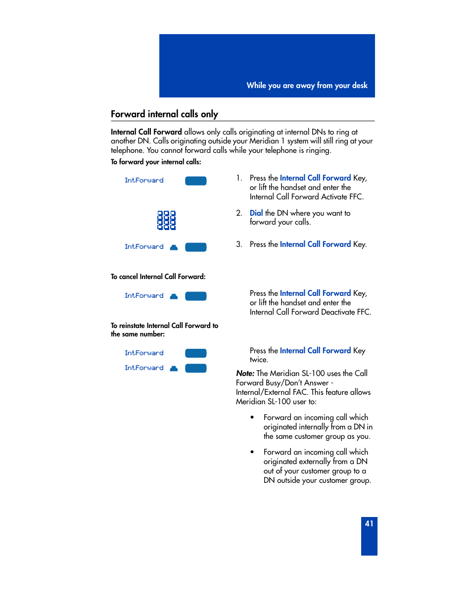 Forward internal calls only | Nortel Networks M3901 User Manual | Page 49 / 146