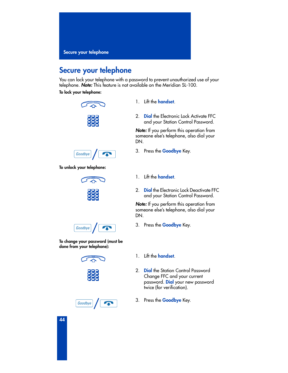 Secure your telephone | Nortel Networks M3901 User Manual | Page 52 / 146