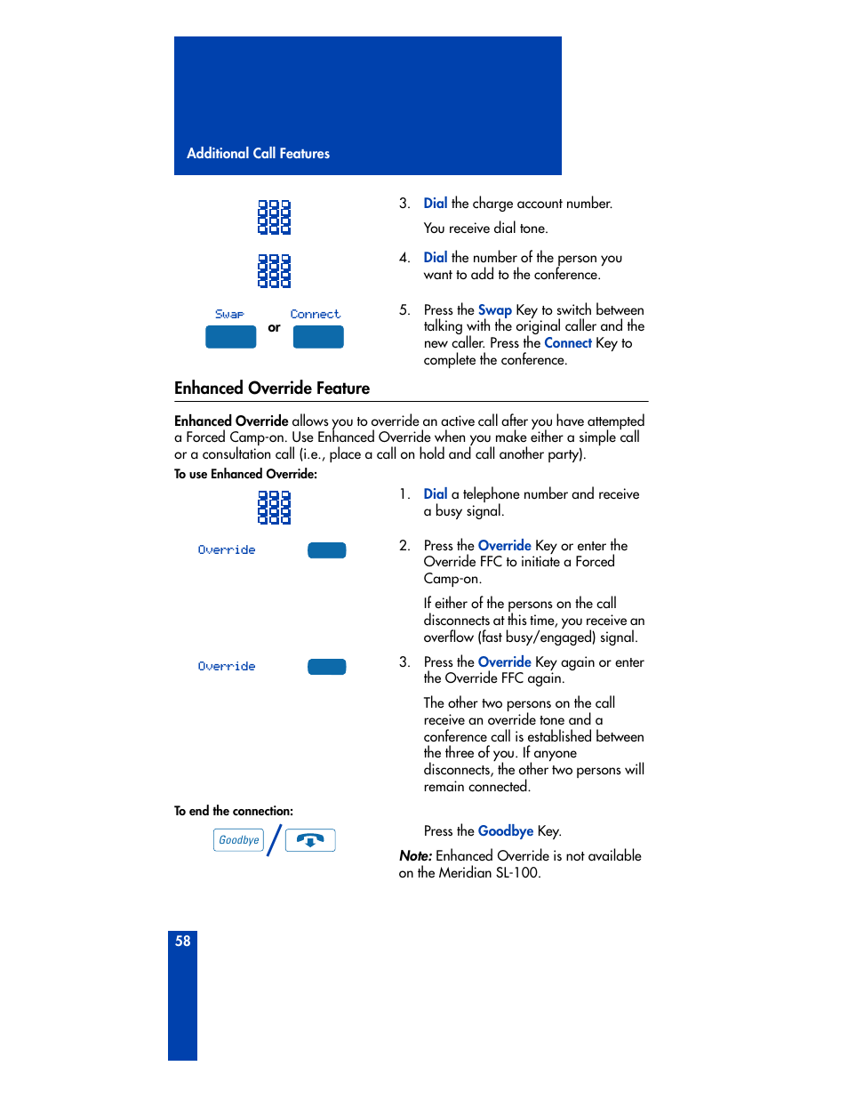 Enhanced override feature | Nortel Networks M3901 User Manual | Page 66 / 146