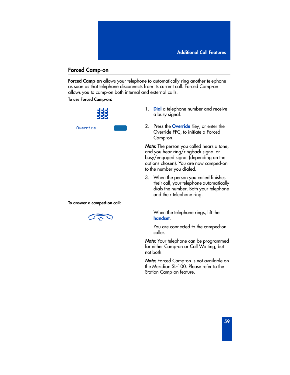 Forced camp-on | Nortel Networks M3901 User Manual | Page 67 / 146