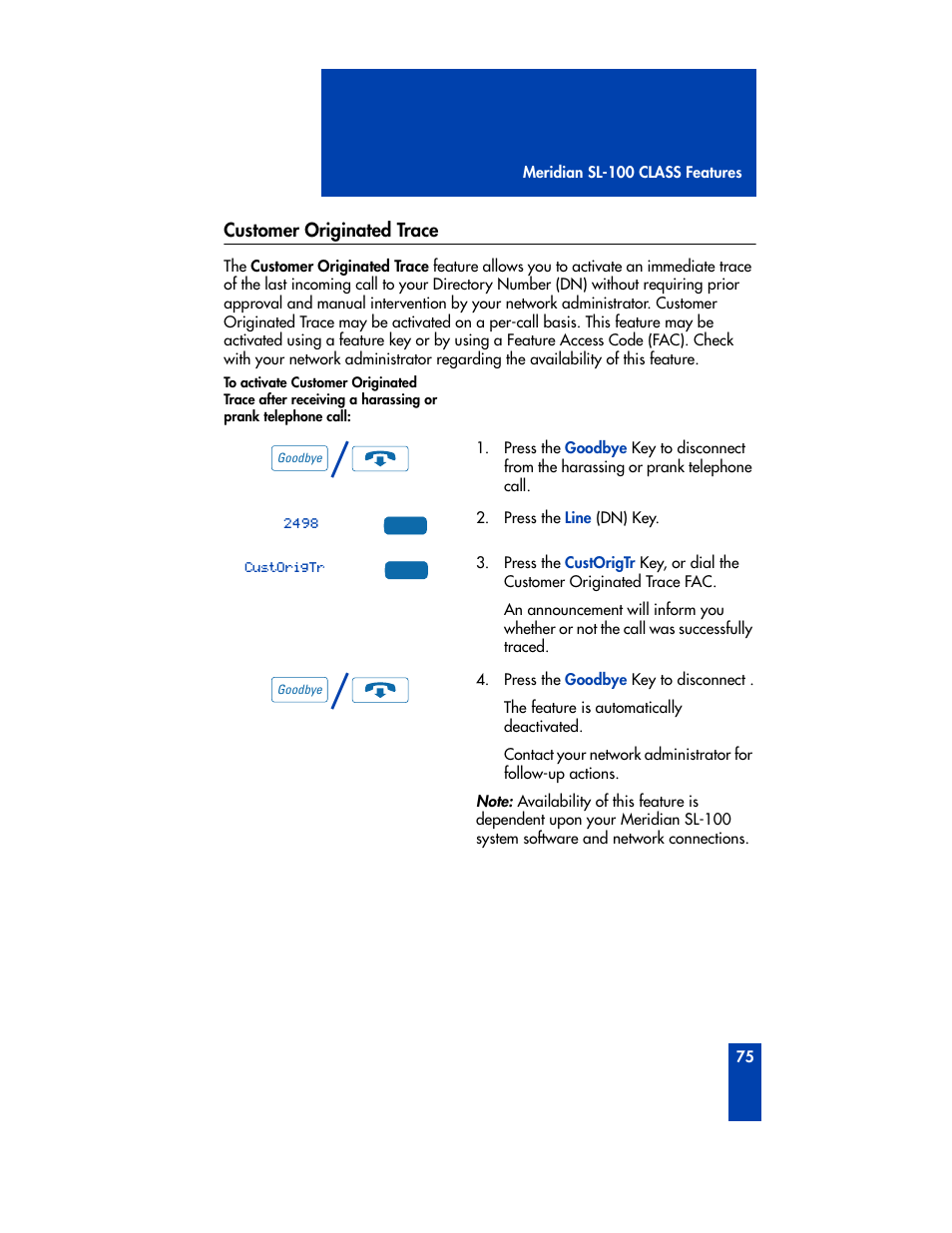 Customer originated trace | Nortel Networks M3901 User Manual | Page 83 / 146