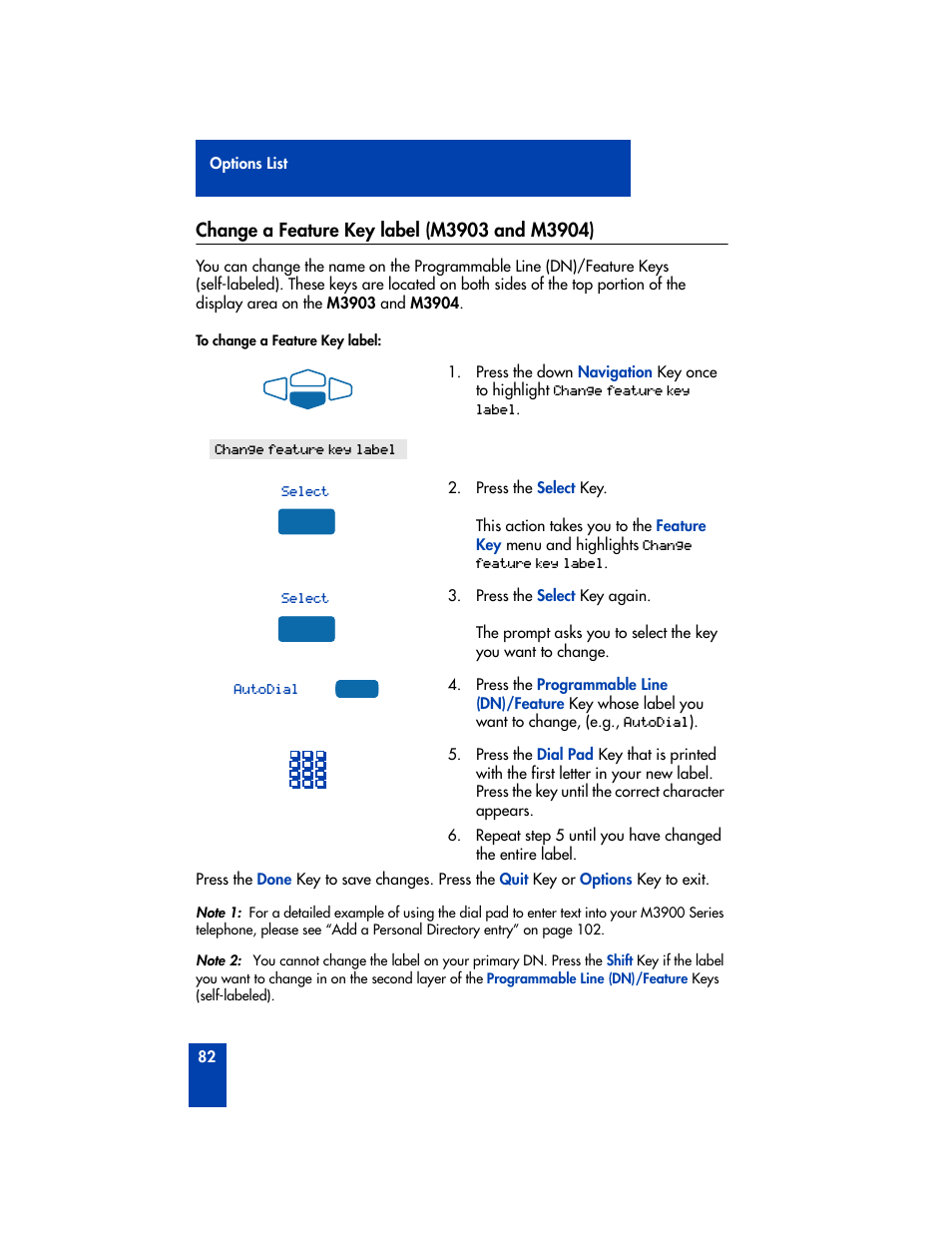 Change a feature key label (m3903 and m3904) | Nortel Networks M3901 User Manual | Page 90 / 146