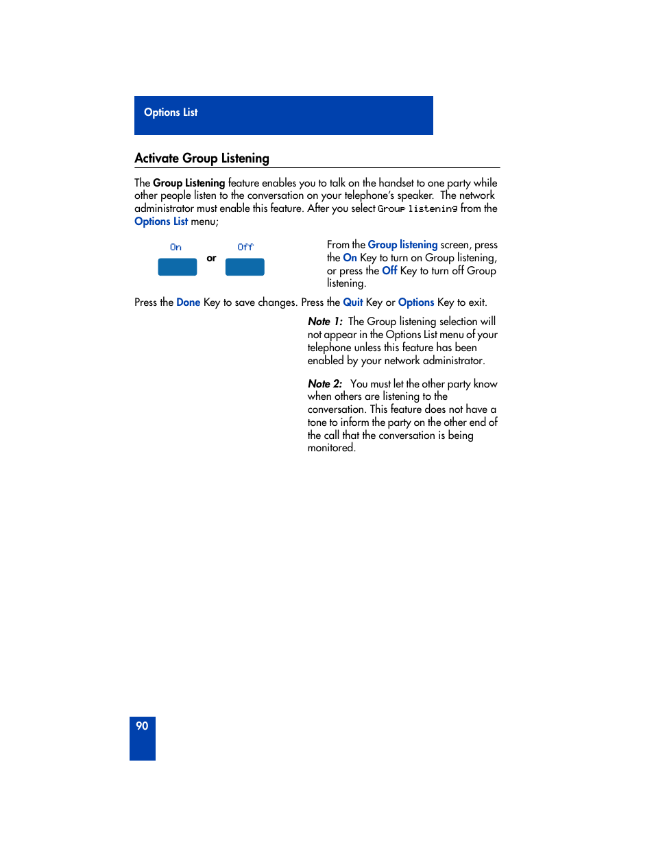 Activate group listening | Nortel Networks M3901 User Manual | Page 98 / 146