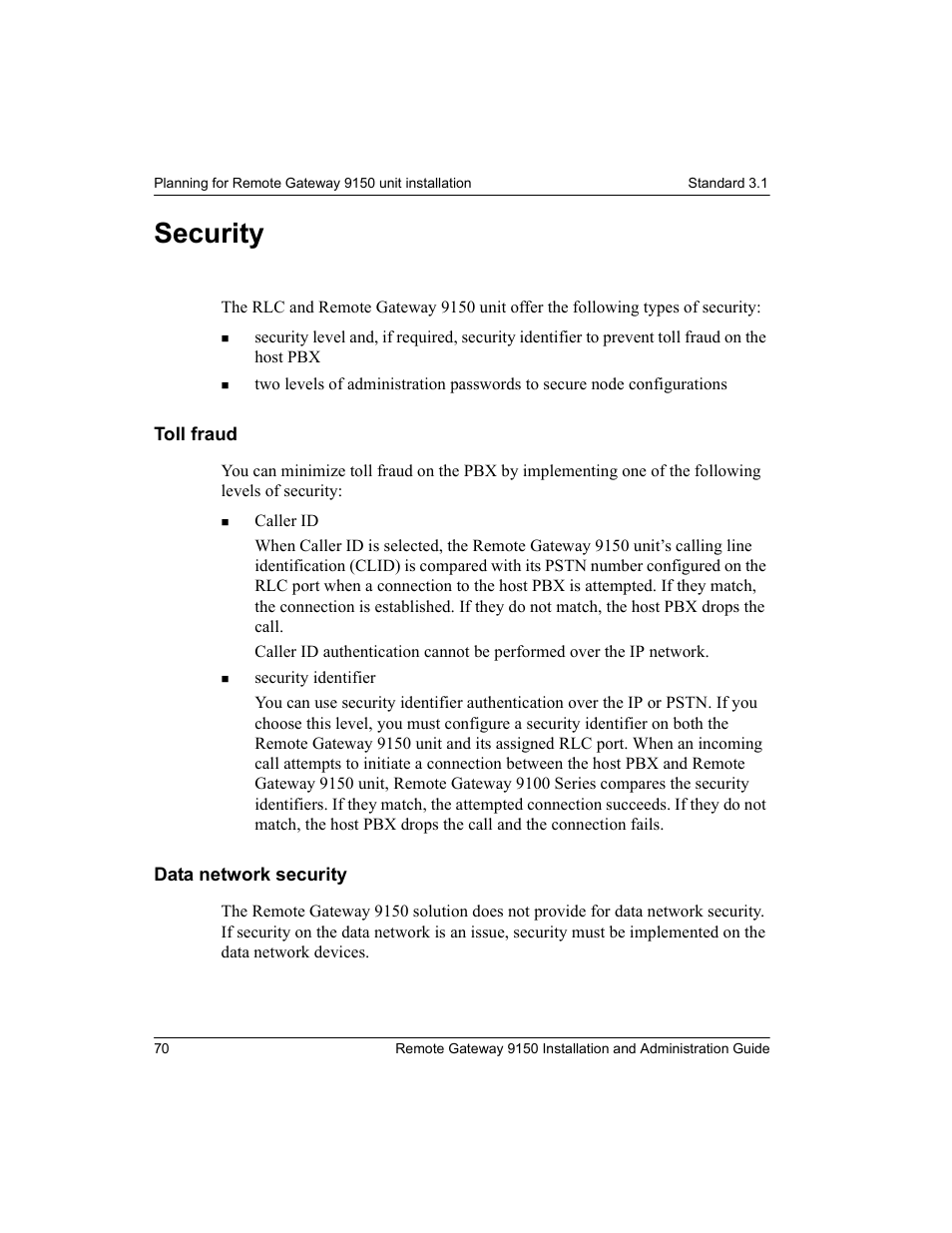 Security, Toll fraud, Data network security | Toll fraud data network security | Nortel Networks 9150 User Manual | Page 100 / 562