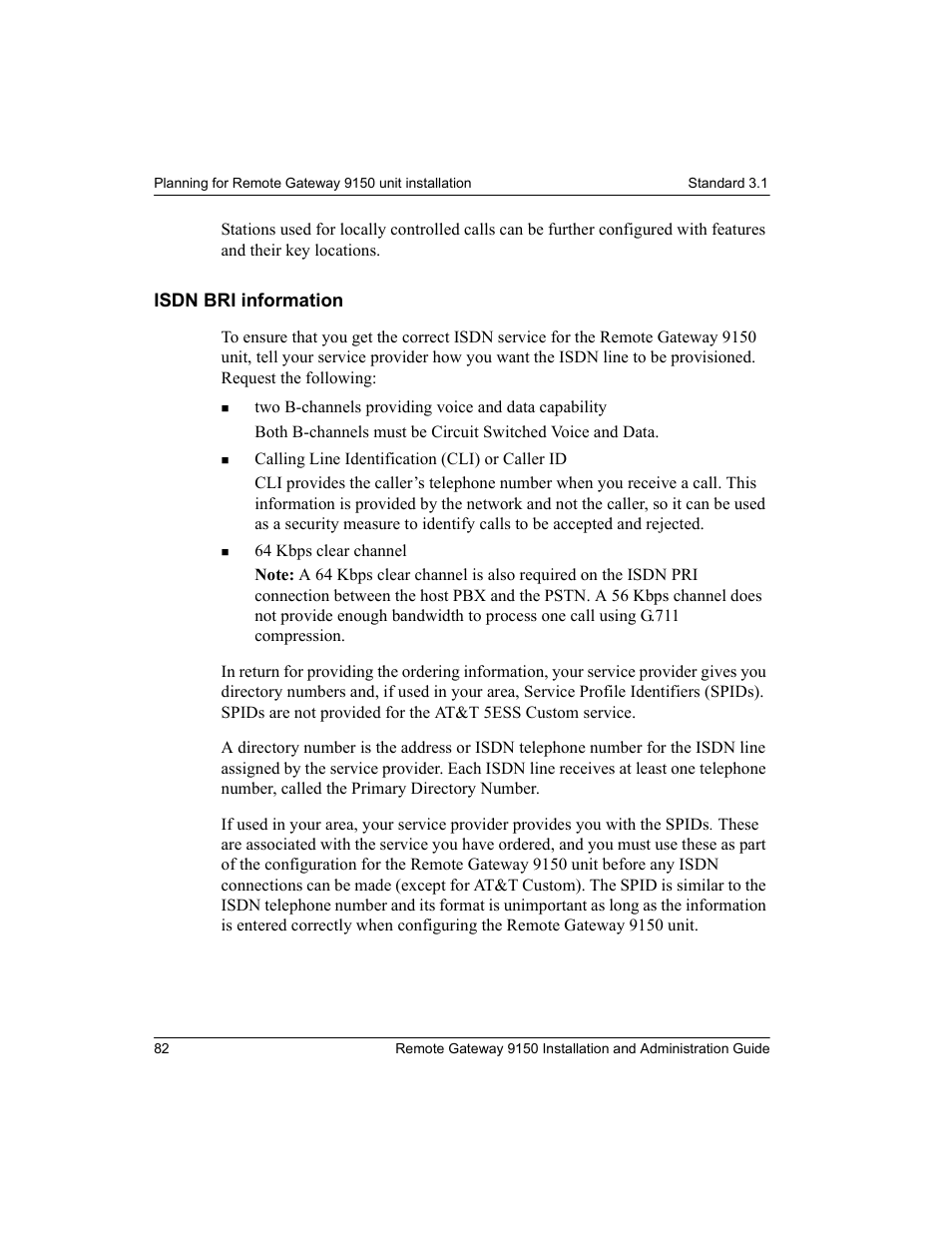 Isdn bri information | Nortel Networks 9150 User Manual | Page 112 / 562