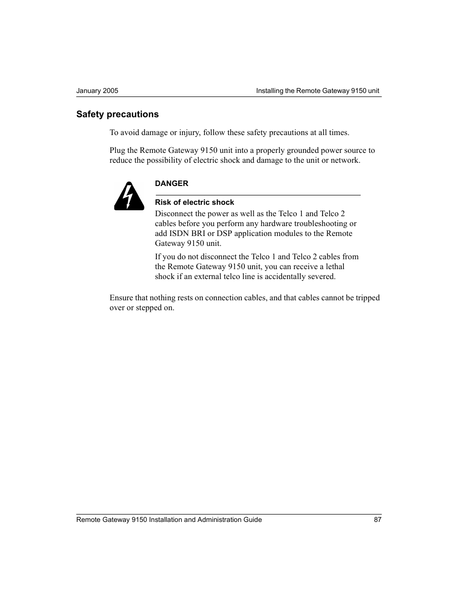Safety precautions | Nortel Networks 9150 User Manual | Page 117 / 562