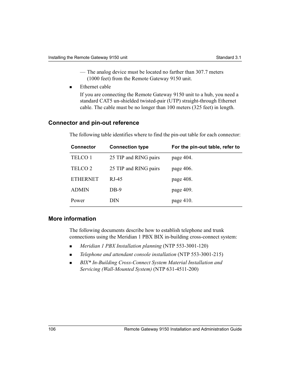 Connector and pin-out reference, More information, Connector and pin-out reference more information | Nortel Networks 9150 User Manual | Page 136 / 562