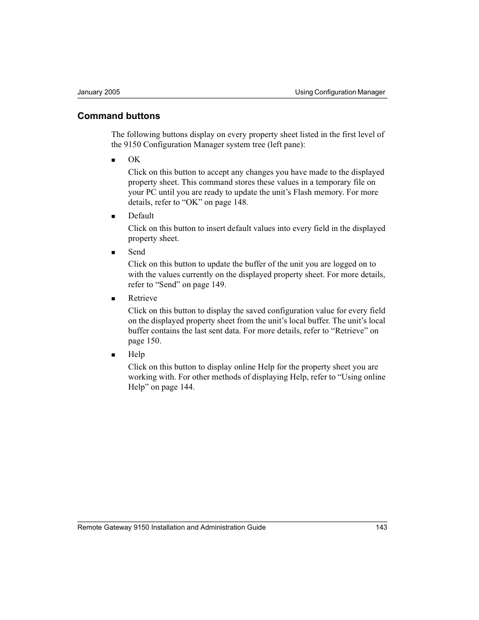 Command buttons | Nortel Networks 9150 User Manual | Page 173 / 562