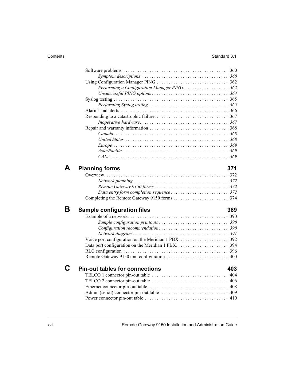 Nortel Networks 9150 User Manual | Page 18 / 562
