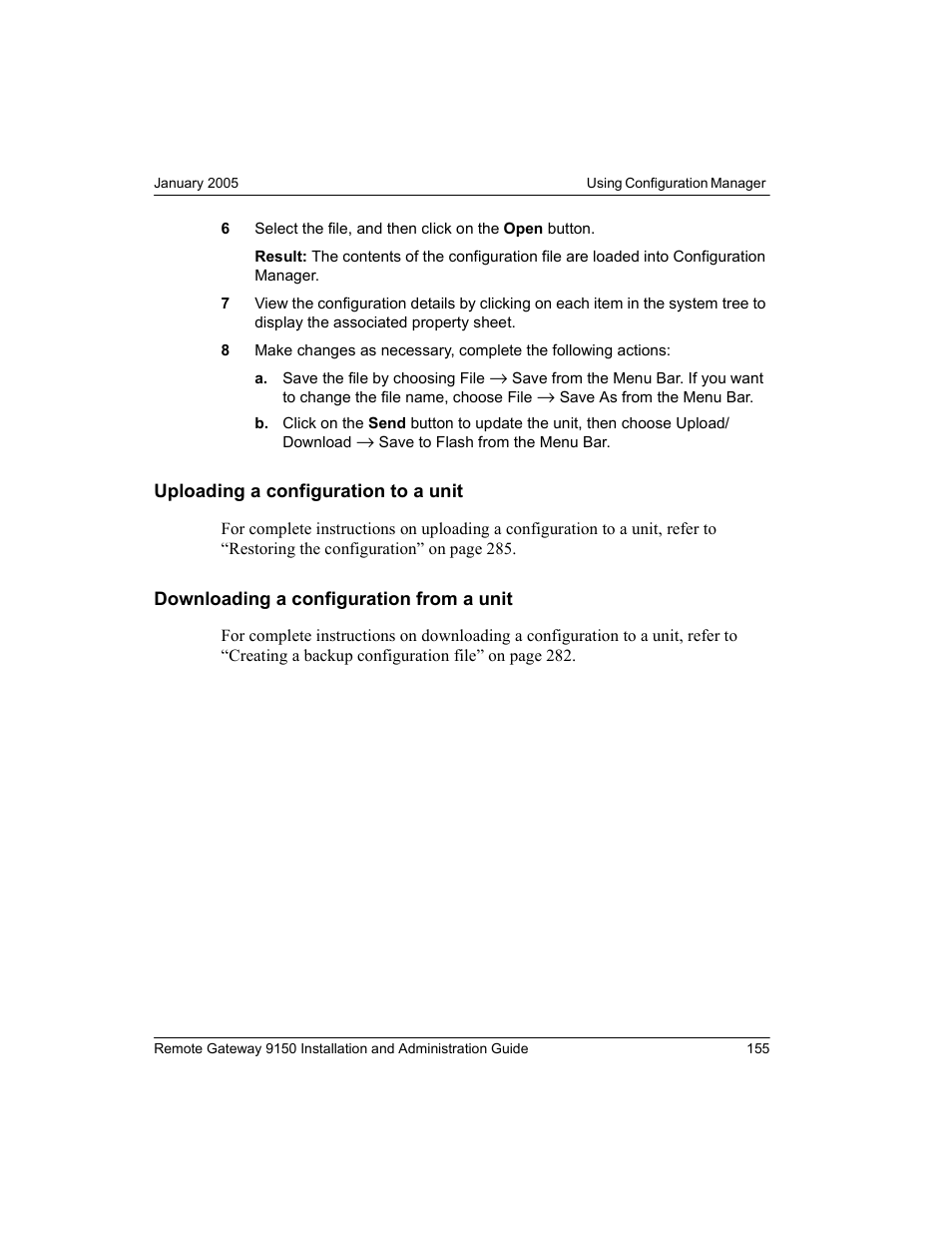 Uploading a configuration to a unit, Downloading a configuration from a unit | Nortel Networks 9150 User Manual | Page 185 / 562