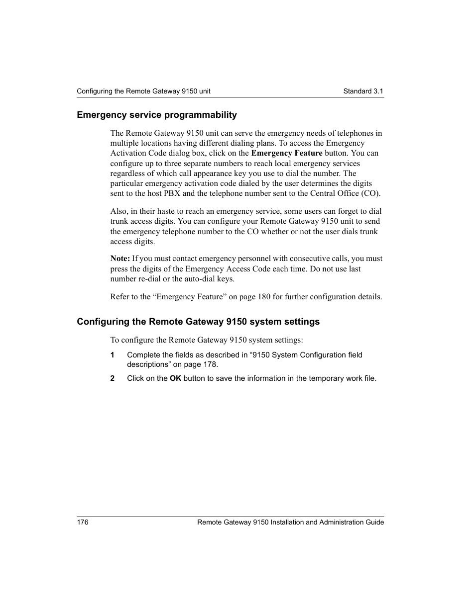 Emergency service programmability | Nortel Networks 9150 User Manual | Page 206 / 562