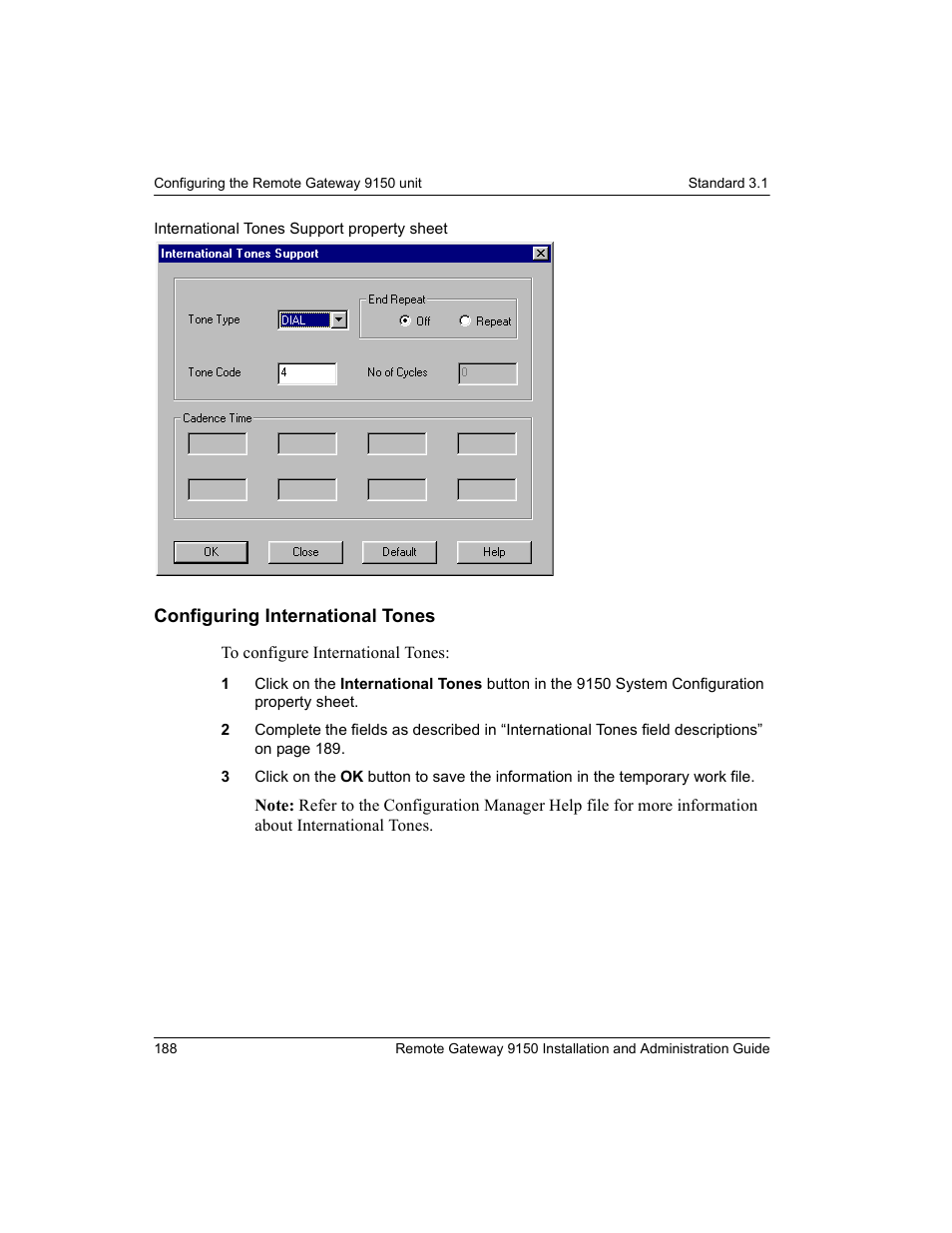 Configuring international tones | Nortel Networks 9150 User Manual | Page 218 / 562