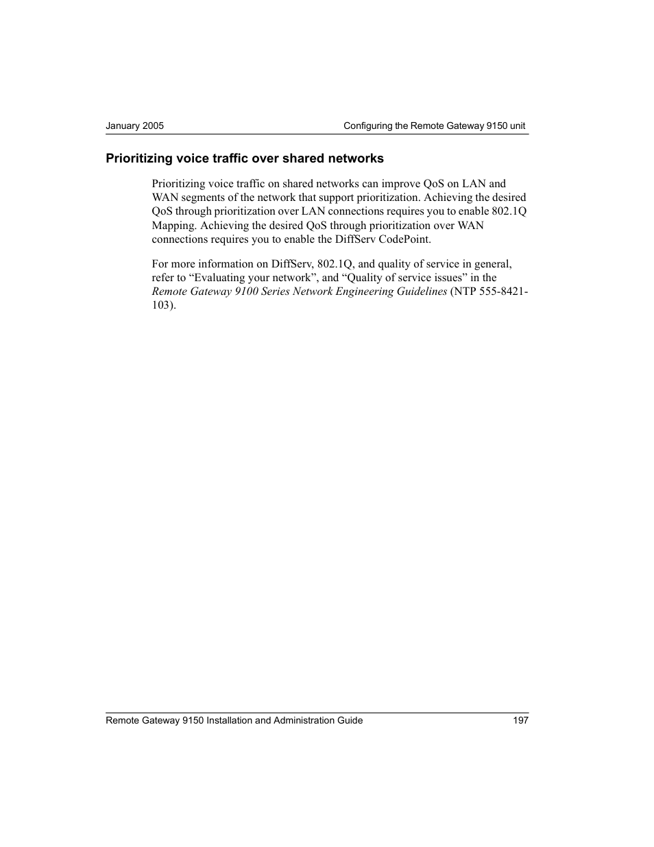 Prioritizing voice traffic over shared networks | Nortel Networks 9150 User Manual | Page 227 / 562