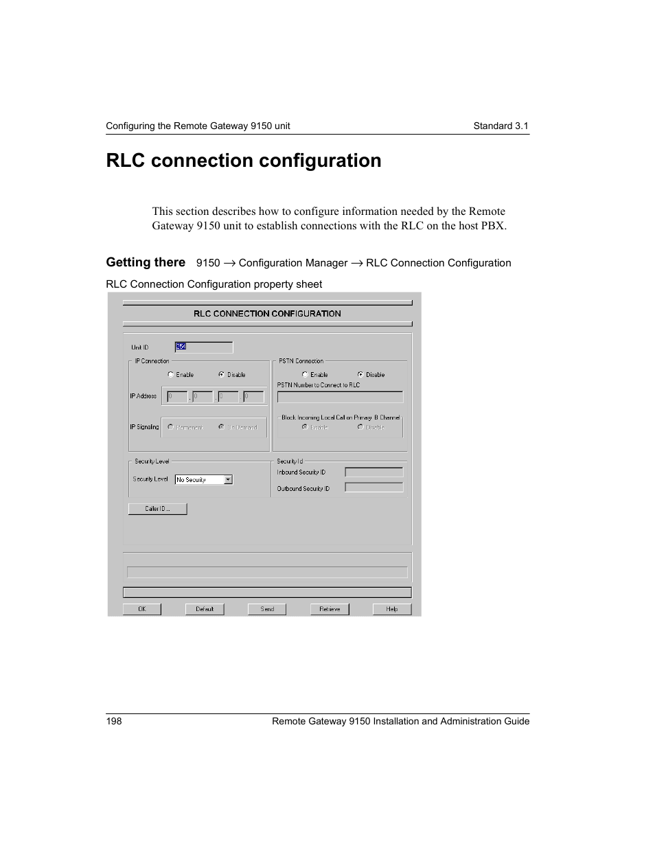 Rlc connection configuration | Nortel Networks 9150 User Manual | Page 228 / 562