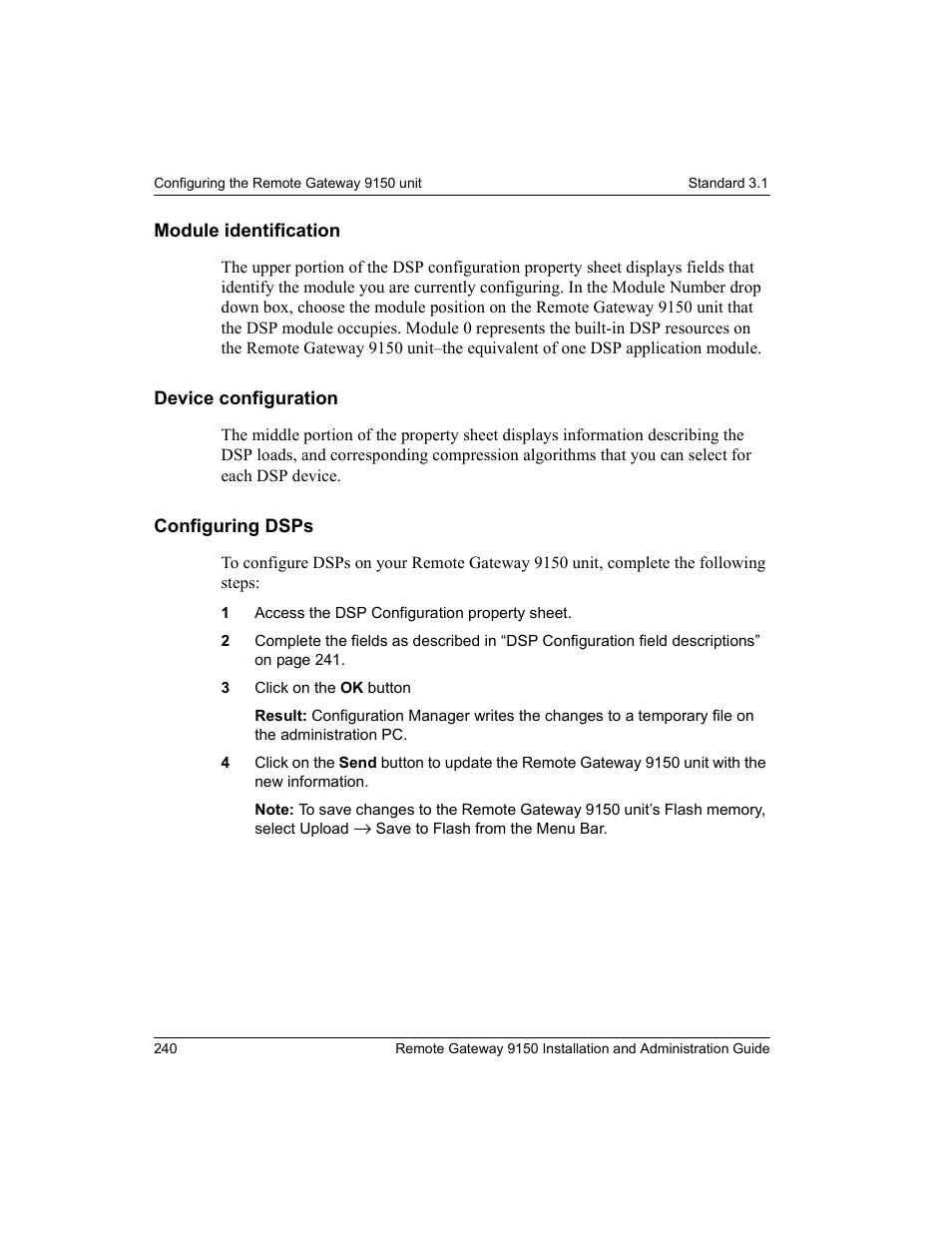 Module identification, Device configuration, Configuring dsps | Nortel Networks 9150 User Manual | Page 270 / 562