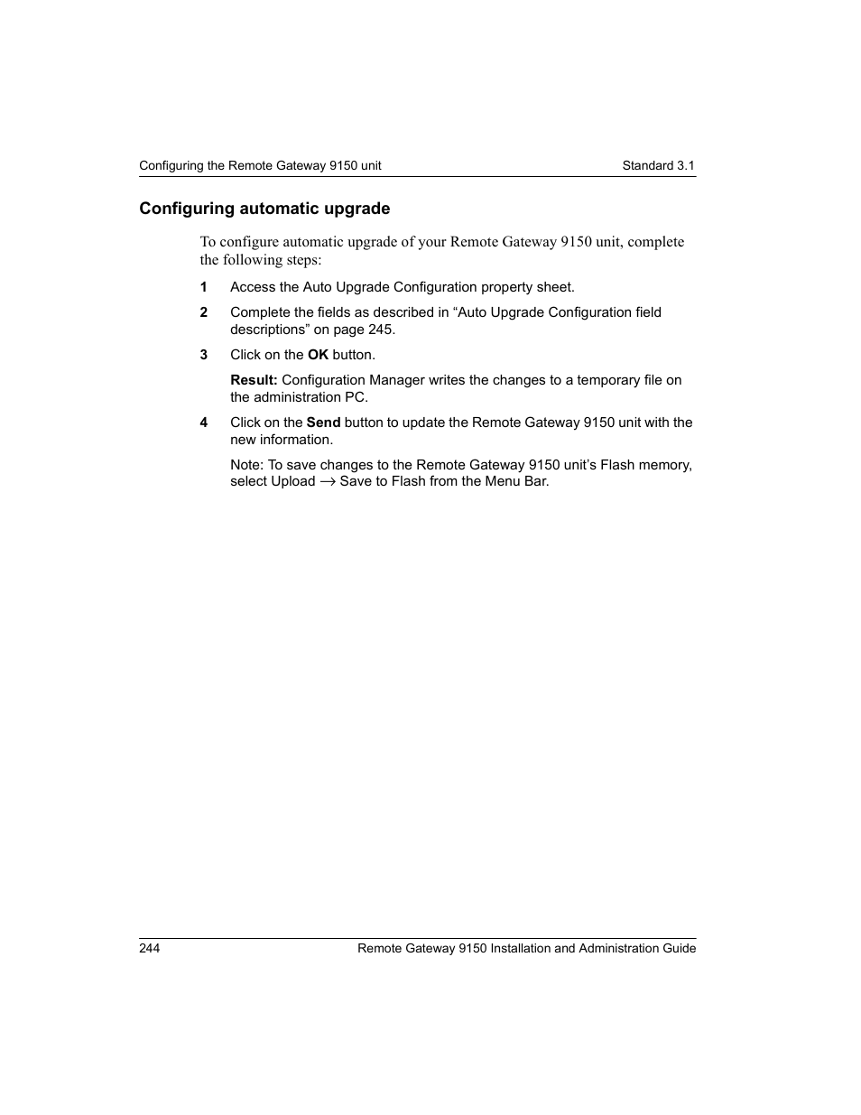 Configuring automatic upgrade | Nortel Networks 9150 User Manual | Page 274 / 562