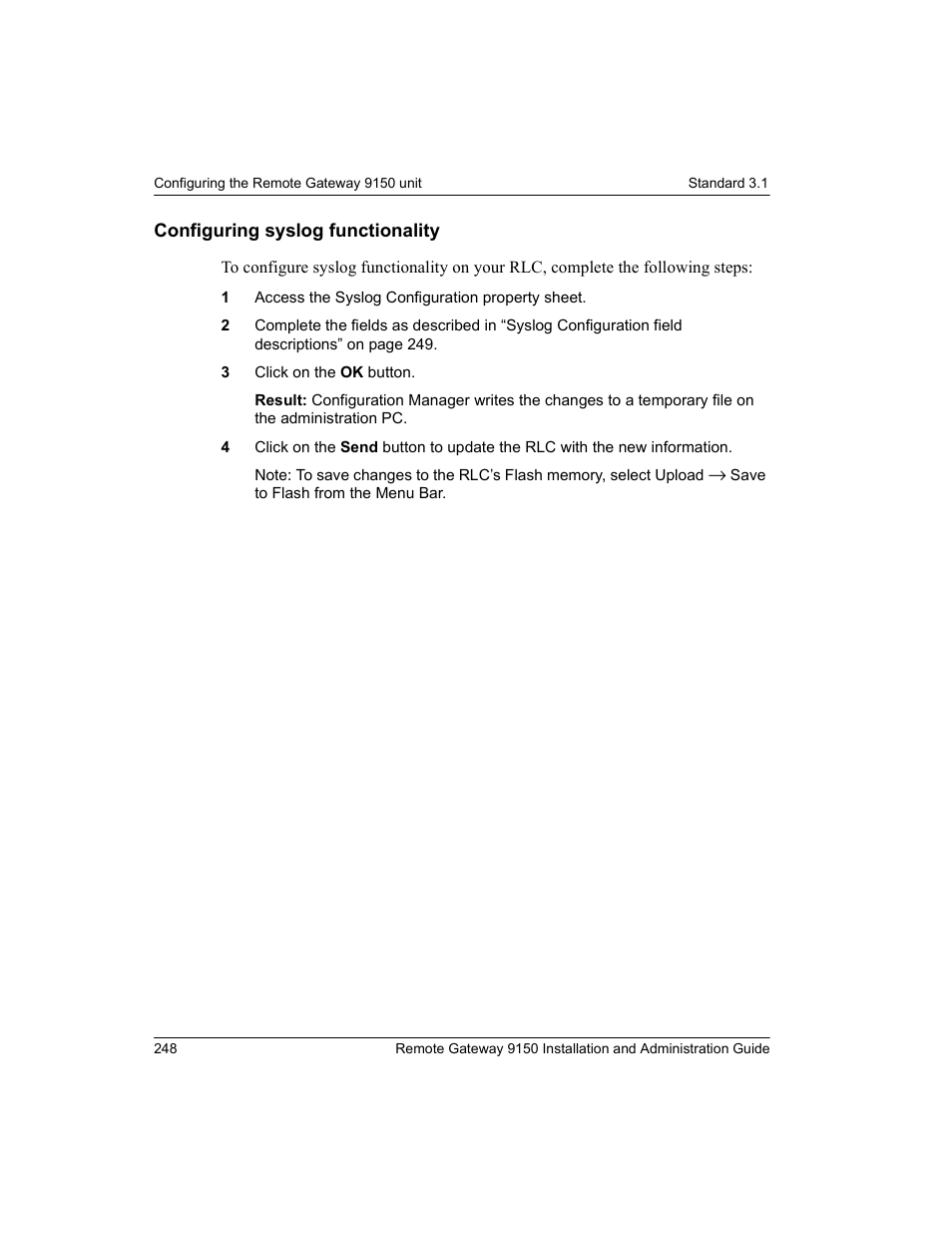 Configuring syslog functionality | Nortel Networks 9150 User Manual | Page 278 / 562
