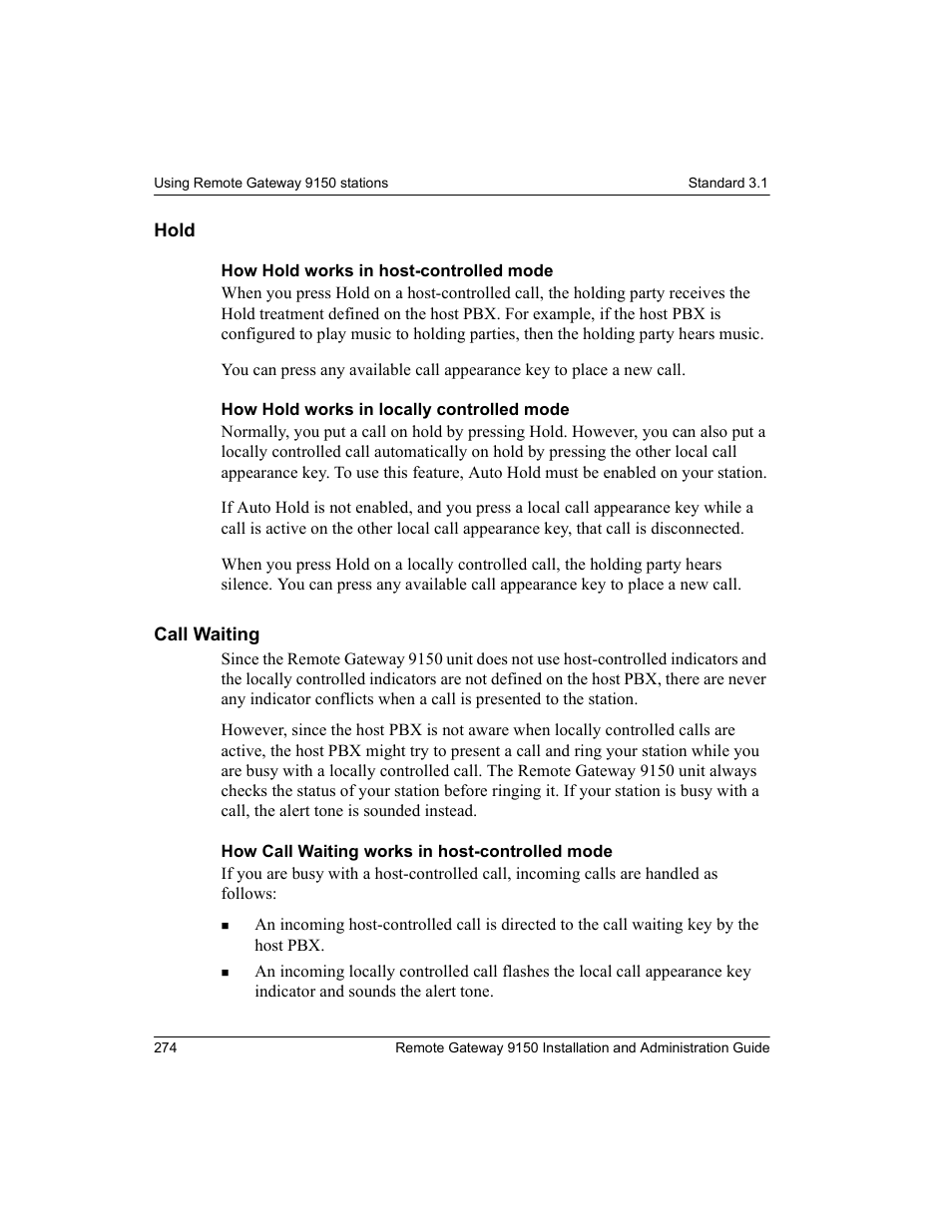 Hold, Call waiting, Hold call waiting | Nortel Networks 9150 User Manual | Page 304 / 562