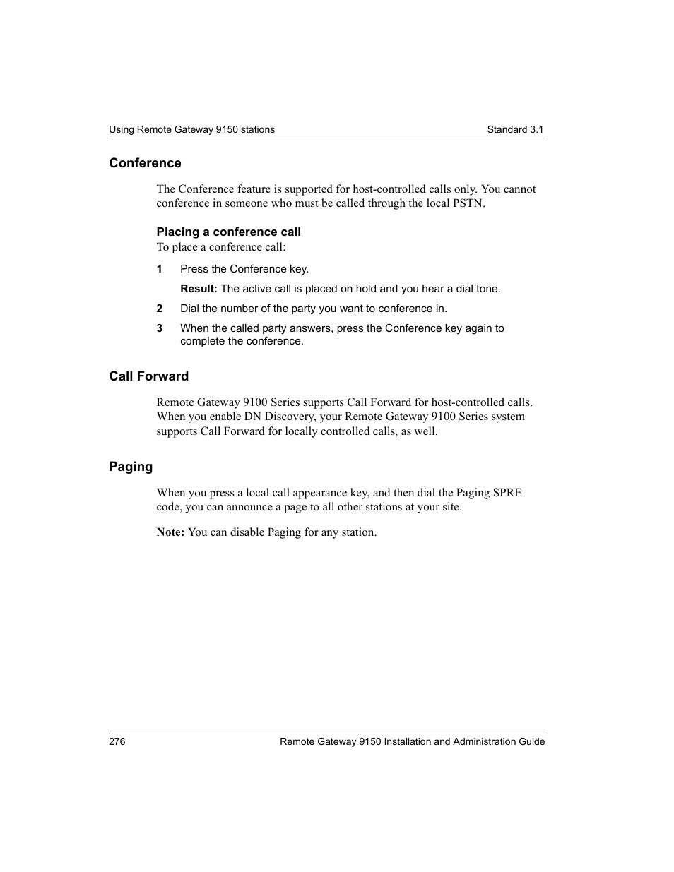 Conference, Call forward, Paging | Conference call forward paging | Nortel Networks 9150 User Manual | Page 306 / 562