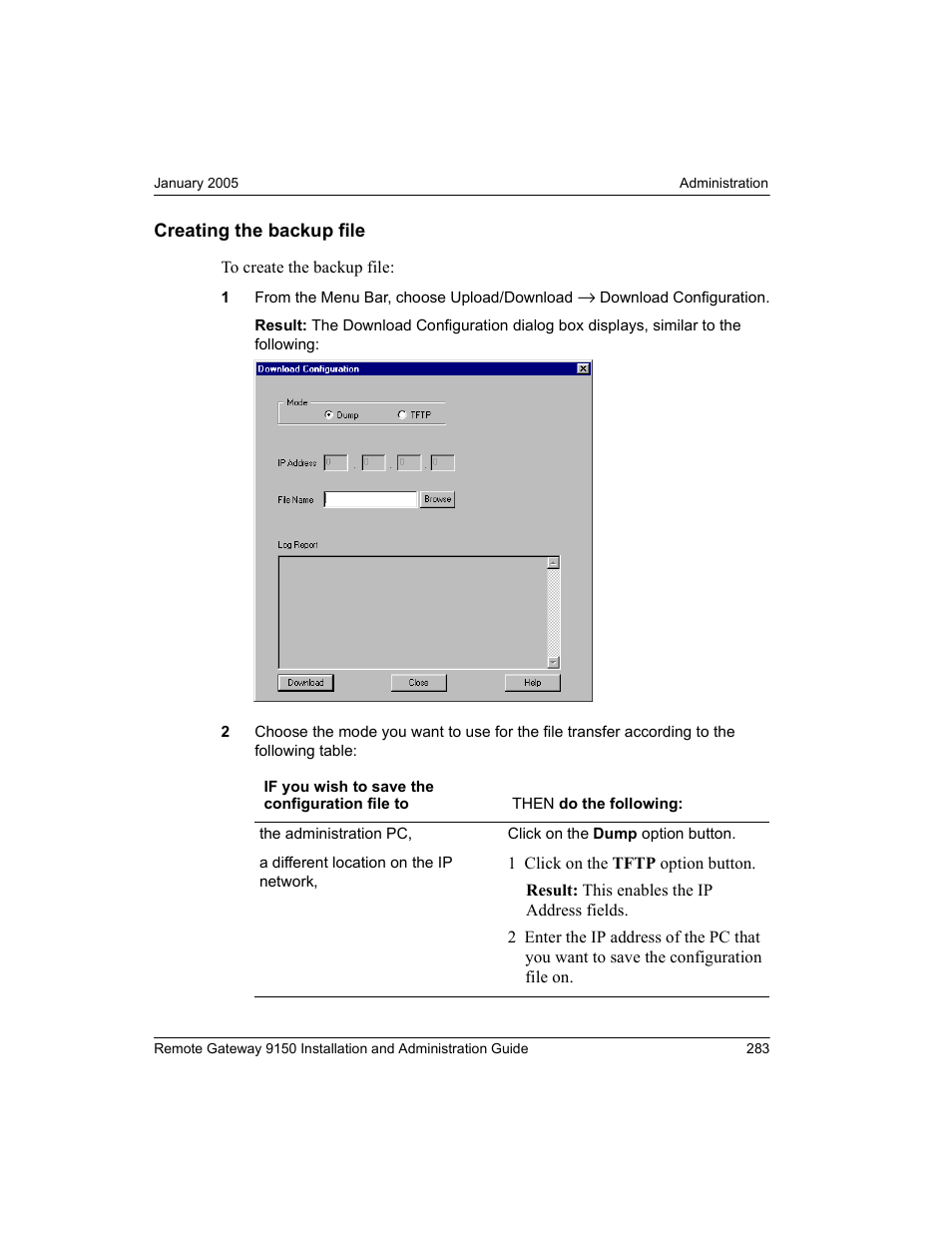 Creating the backup file | Nortel Networks 9150 User Manual | Page 313 / 562