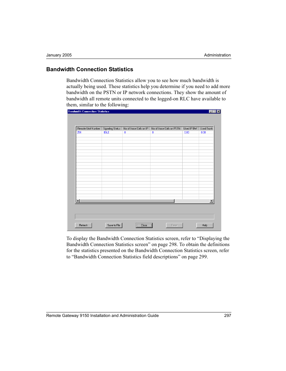 Bandwidth connection statistics | Nortel Networks 9150 User Manual | Page 327 / 562