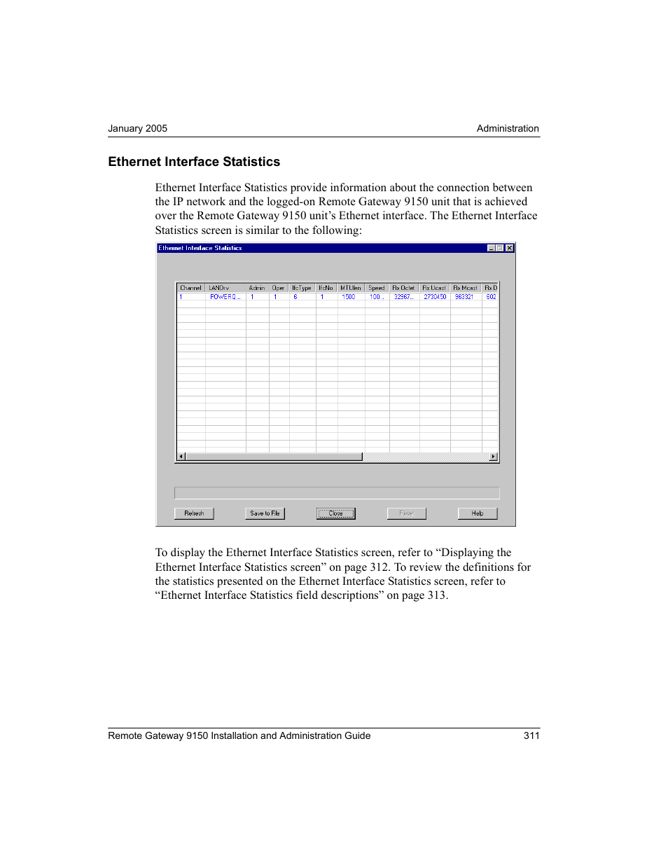 Ethernet interface statistics | Nortel Networks 9150 User Manual | Page 341 / 562