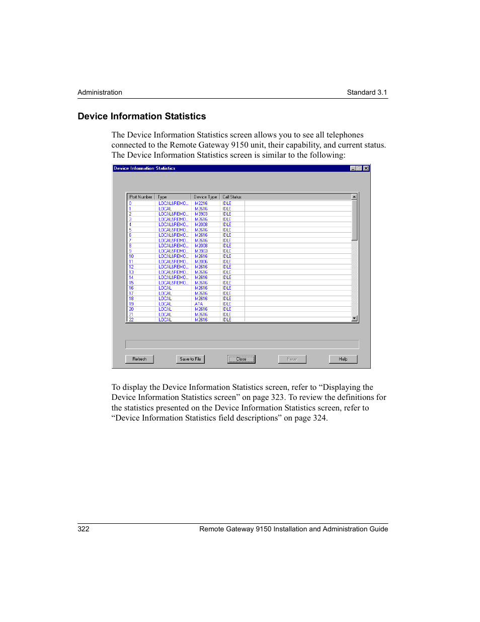 Device information statistics | Nortel Networks 9150 User Manual | Page 352 / 562