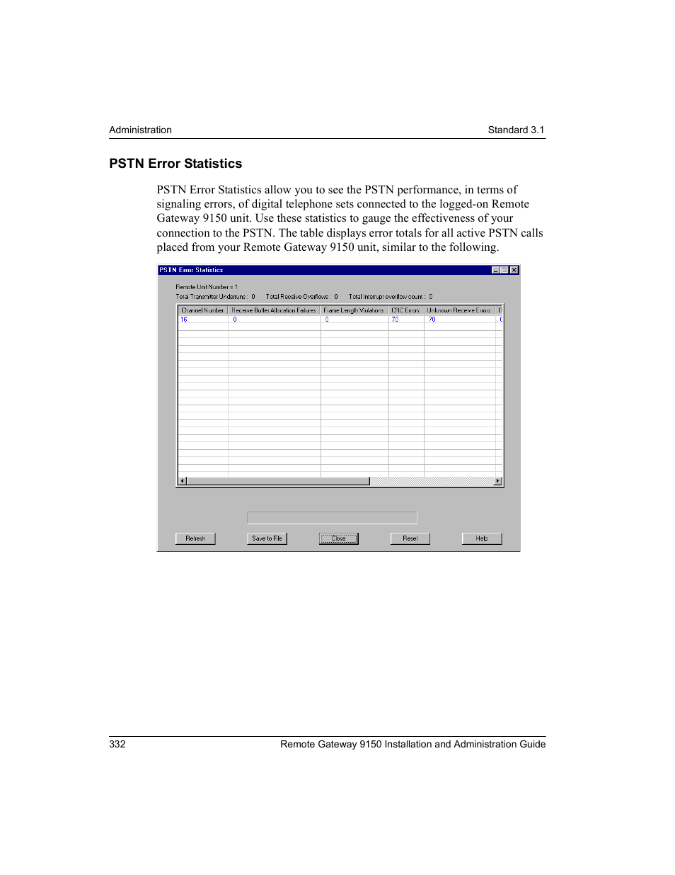 Pstn error statistics | Nortel Networks 9150 User Manual | Page 362 / 562