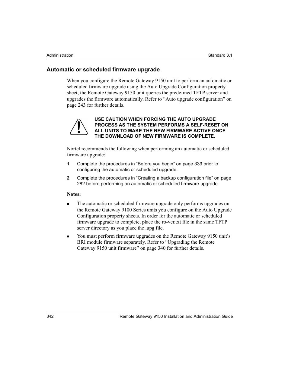 Automatic or scheduled firmware upgrade | Nortel Networks 9150 User Manual | Page 372 / 562
