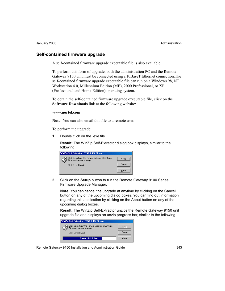 Self-contained firmware upgrade | Nortel Networks 9150 User Manual | Page 373 / 562