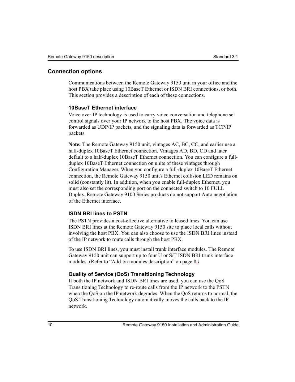 Connection options | Nortel Networks 9150 User Manual | Page 40 / 562