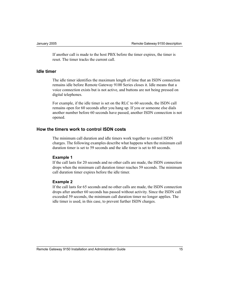 Idle timer, How the timers work to control isdn costs | Nortel Networks 9150 User Manual | Page 45 / 562