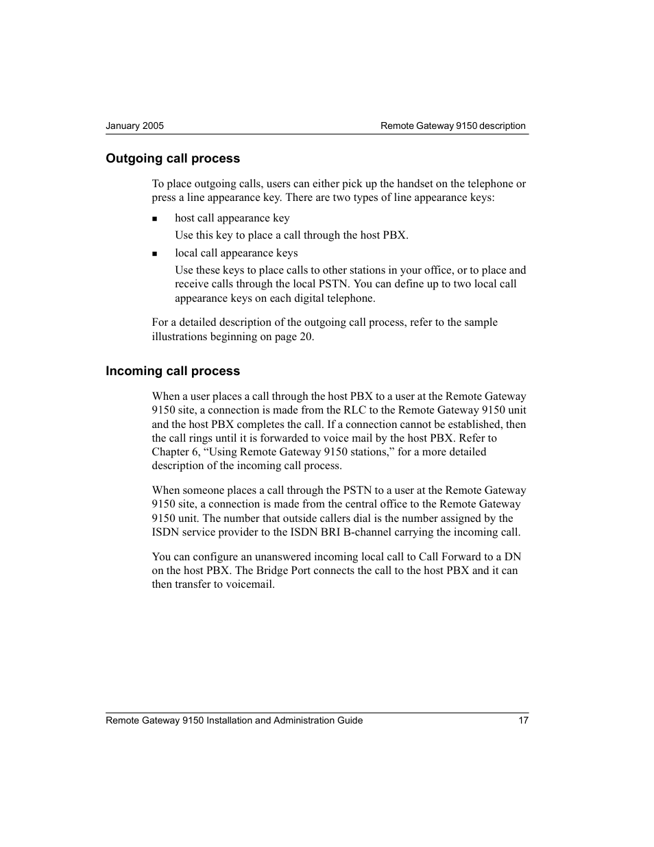 Outgoing call process, Incoming call process, Outgoing call process incoming call process | Nortel Networks 9150 User Manual | Page 47 / 562