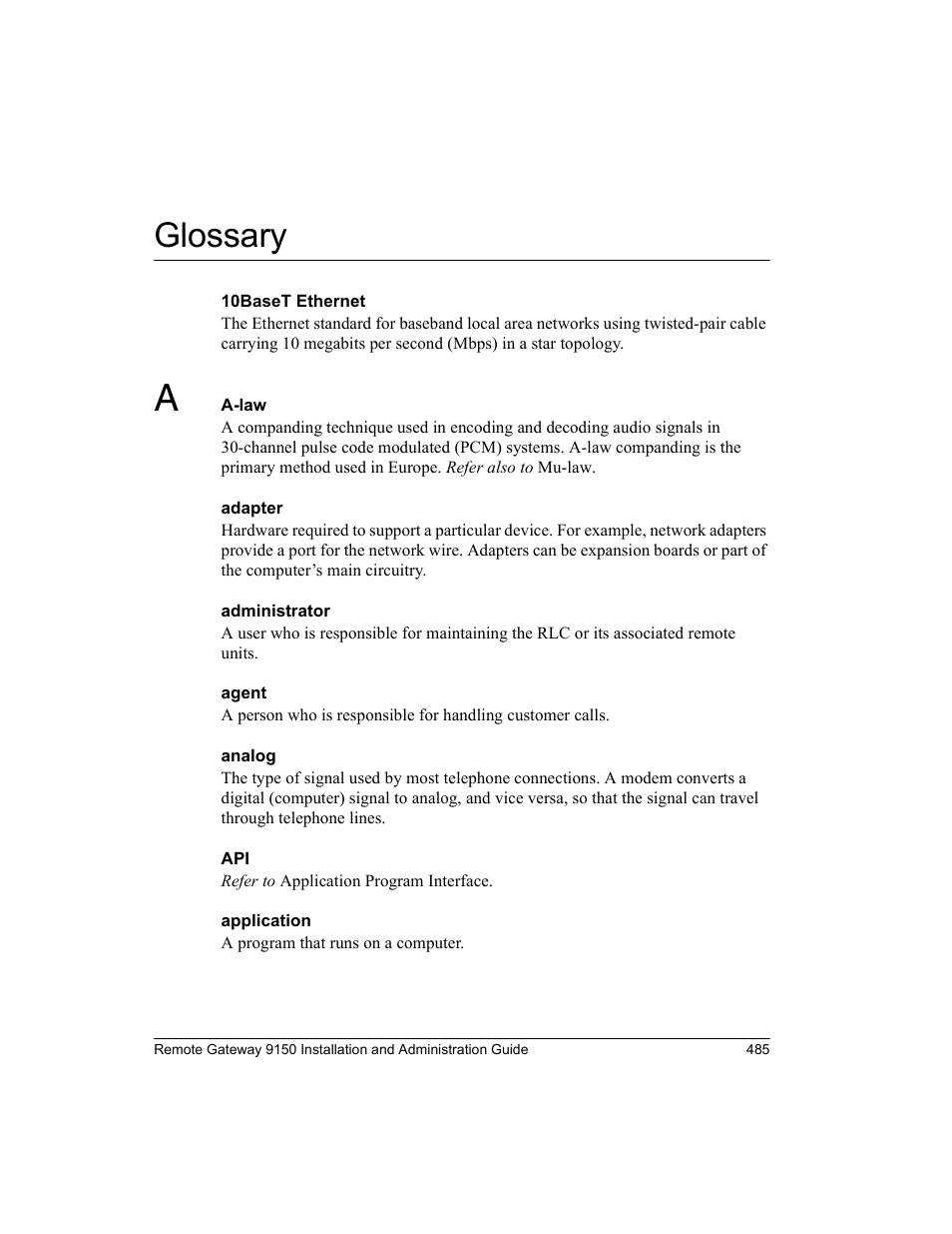 Glossary | Nortel Networks 9150 User Manual | Page 515 / 562
