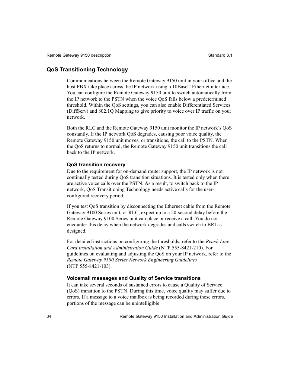 Qos transitioning technology | Nortel Networks 9150 User Manual | Page 64 / 562