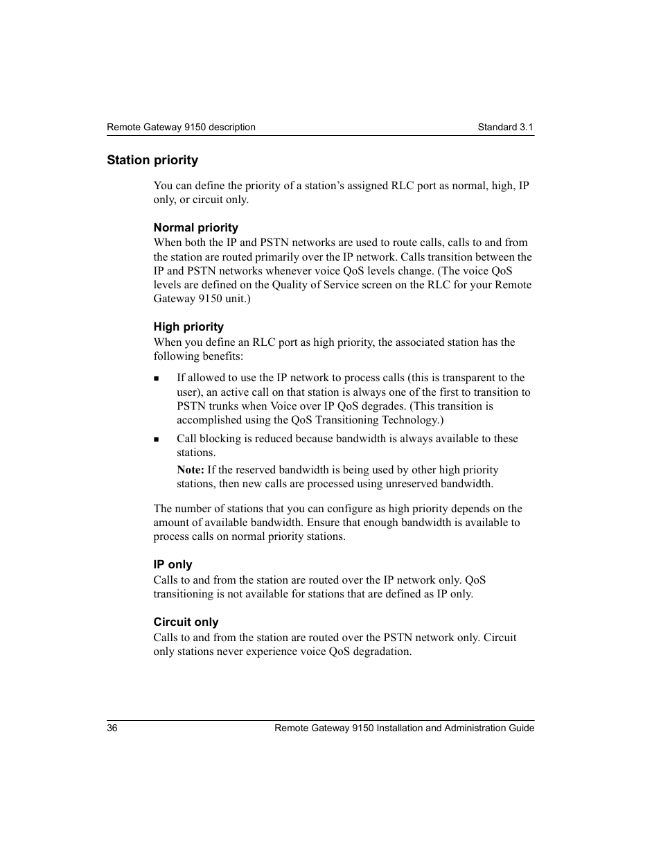 Station priority | Nortel Networks 9150 User Manual | Page 66 / 562