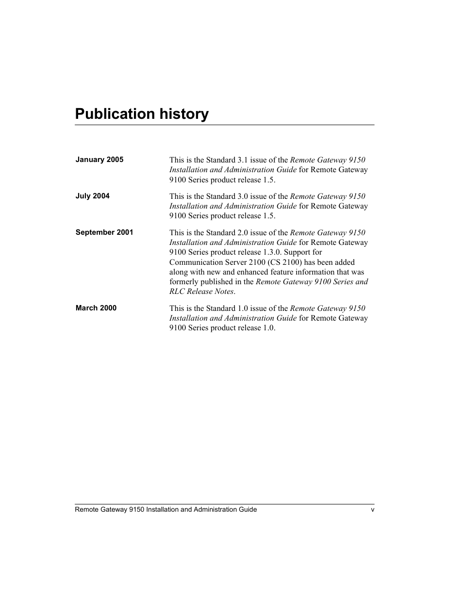 Publication history | Nortel Networks 9150 User Manual | Page 7 / 562
