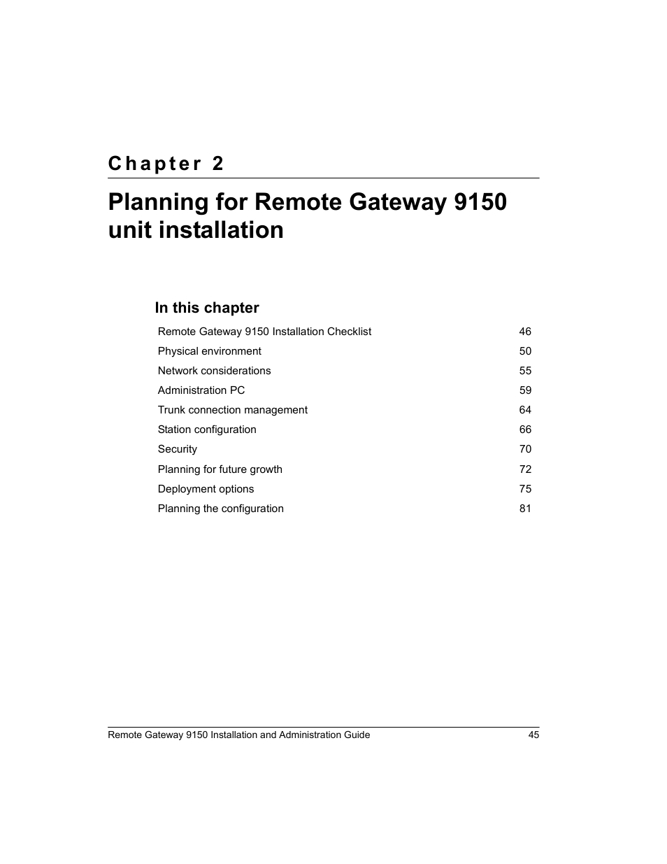 Planning for remote gateway 9150 unit installation | Nortel Networks 9150 User Manual | Page 75 / 562
