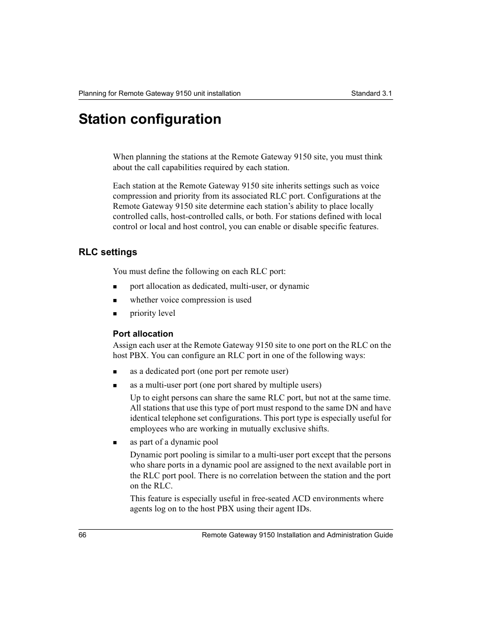 Station configuration, Rlc settings | Nortel Networks 9150 User Manual | Page 96 / 562