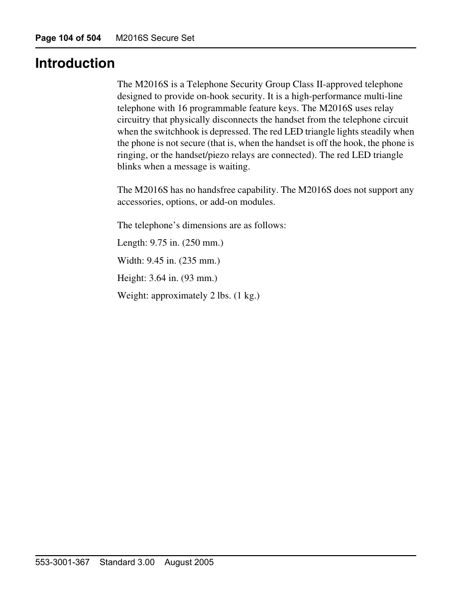 Introduction | Nortel Networks M3110 User Manual | Page 104 / 506