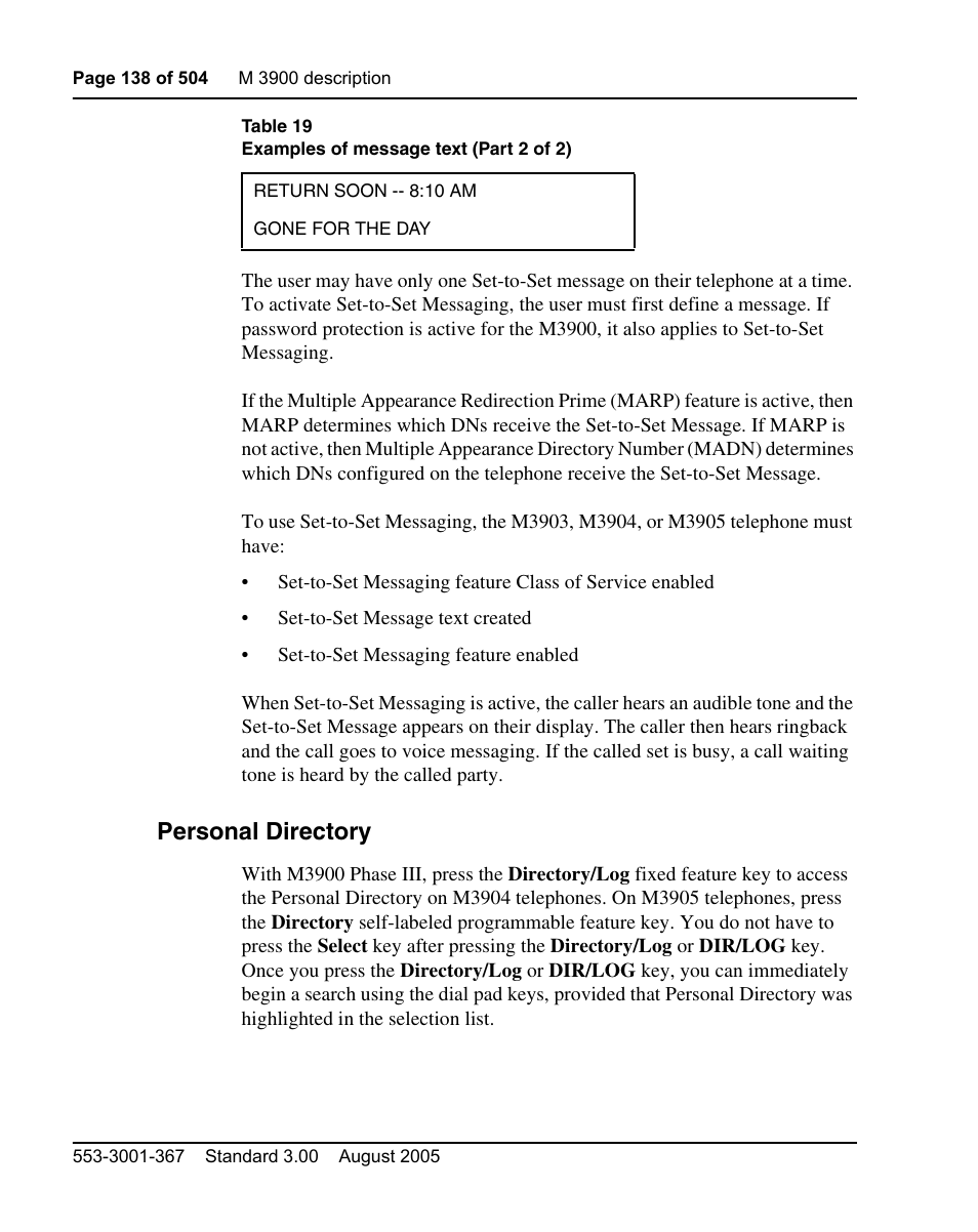 Personal directory | Nortel Networks M3110 User Manual | Page 138 / 506
