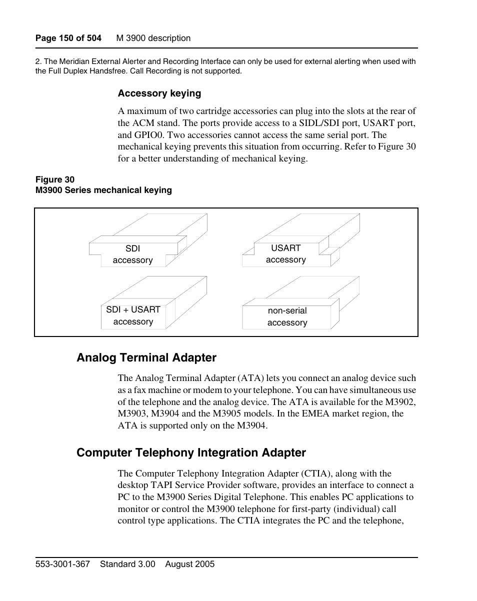 Analog terminal adapter, Computer telephony integration adapter | Nortel Networks M3110 User Manual | Page 150 / 506